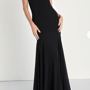 Lulus - Charming Endearment Black Lace-Up Trumpet Maxi Dress - LULUS